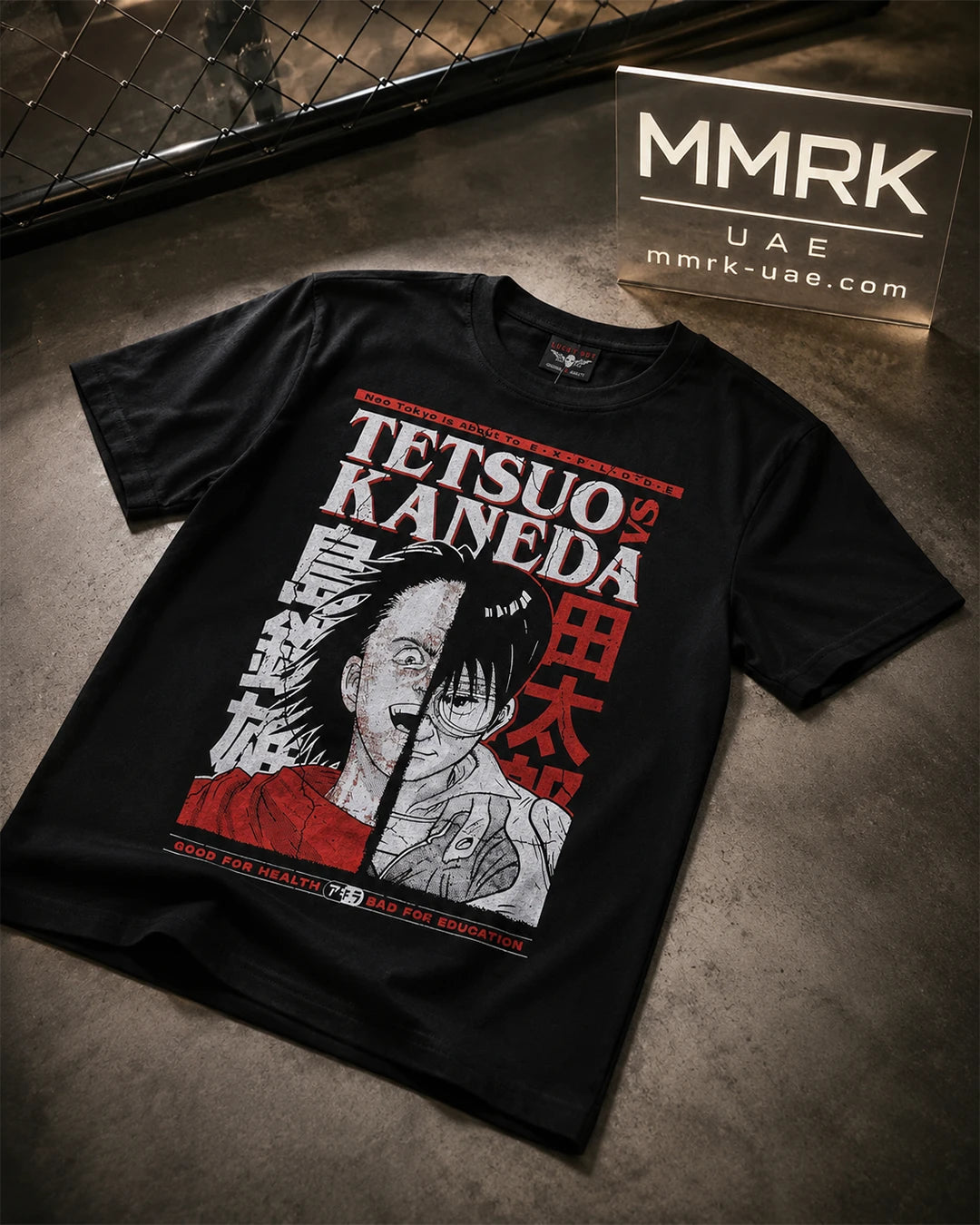 Akira Tetsuo and Kaneda black graphic T-shirt from MMRK anime tee collection