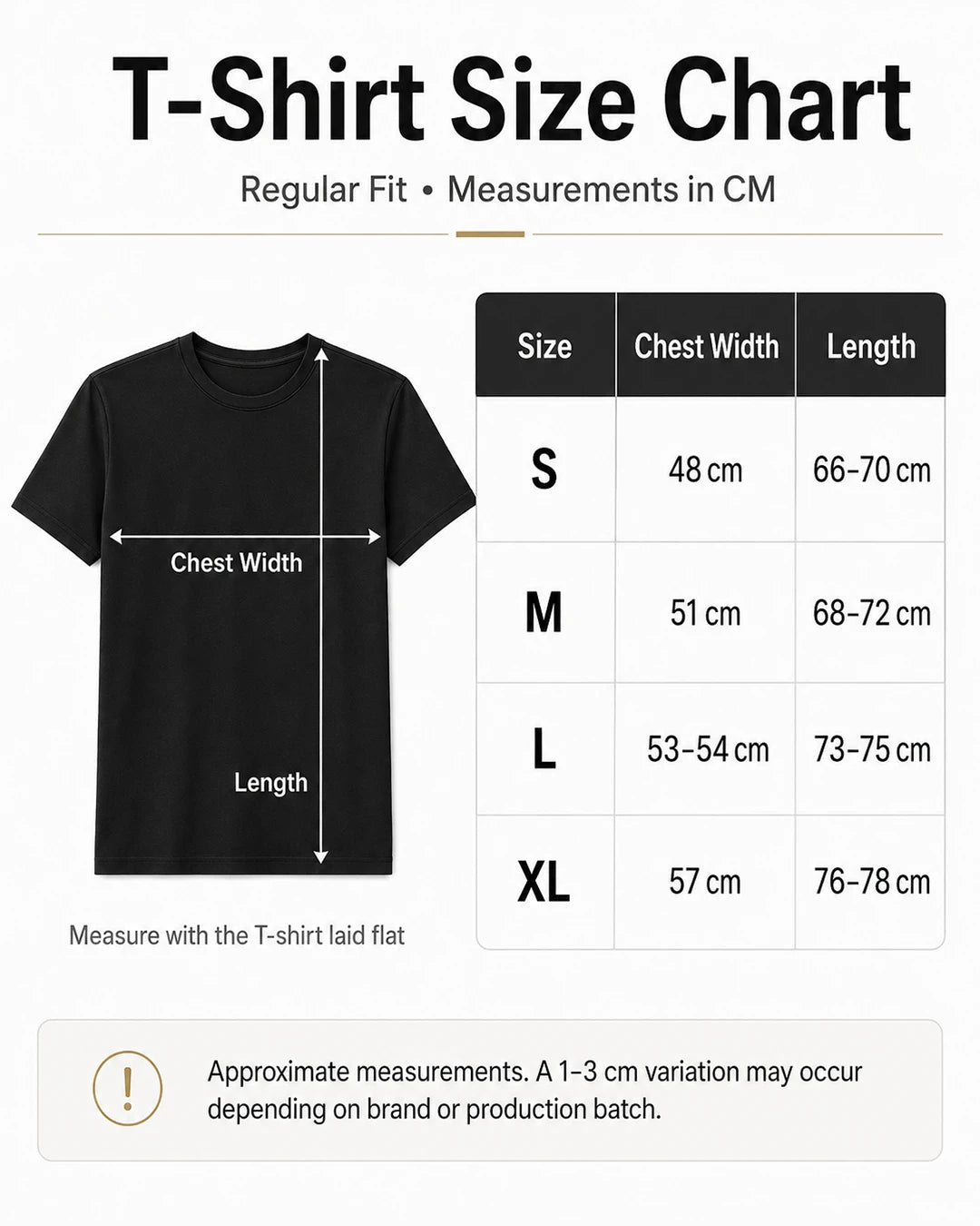 Akira Tetsuo and Kaneda graphic T-shirt size chart with detailed measurements