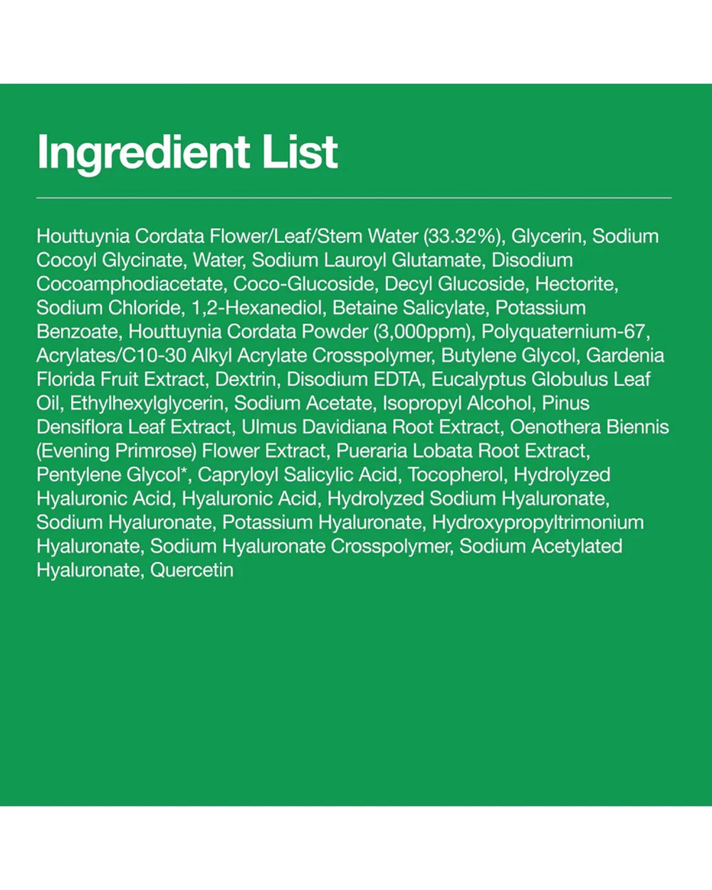 Anua Heartleaf Quercetinol Pore Deep Cleansing Foam ingredient list