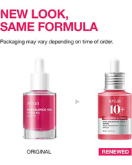 Anua Niacinamide 10+ TXA 4 Serum original and renewed packaging comparison