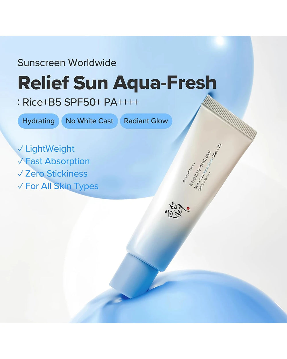Beauty of Joseon Aqua-Fresh lightweight sunscreen texture with Rice + B5