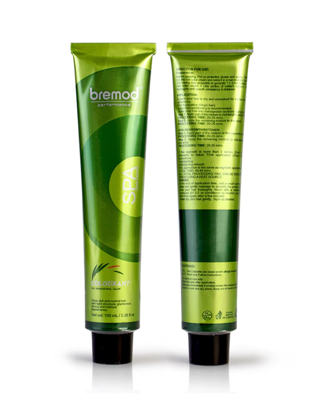 Front and back view of Bremod Performance SPA Hair Color 7.17 Chocolate Brown 100ml professional hair dye tube