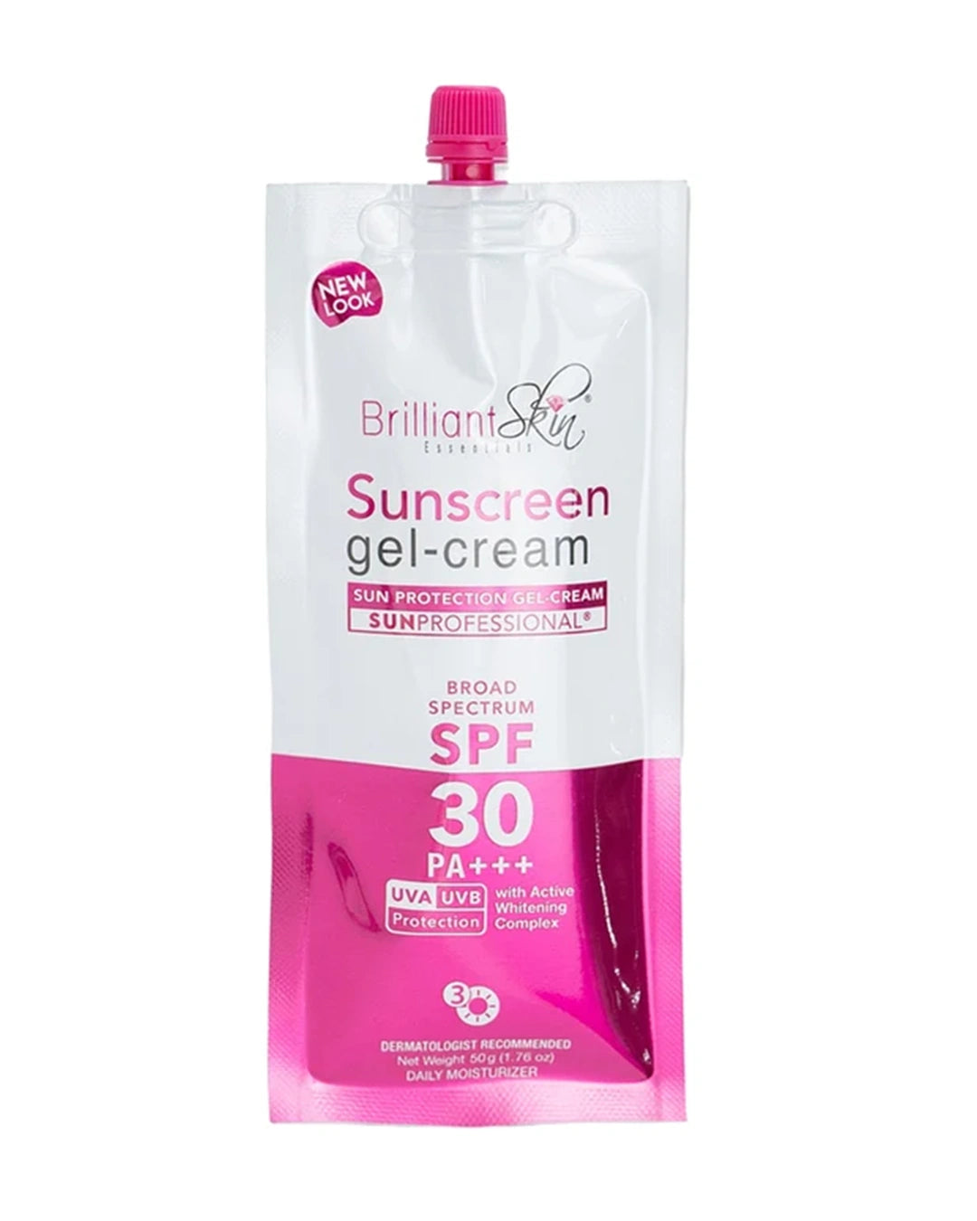 Brilliant Skin Sunscreen Gel-Cream SPF 30 PA+++ 50g front pouch packaging on a clean white background