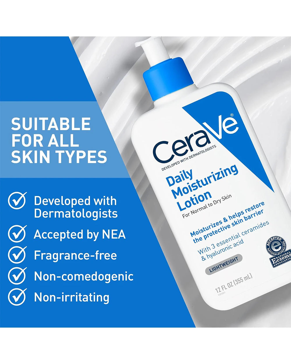 CeraVe Daily Moisturizing Lotion fragrance-free non-comedogenic and dermatologist developed
