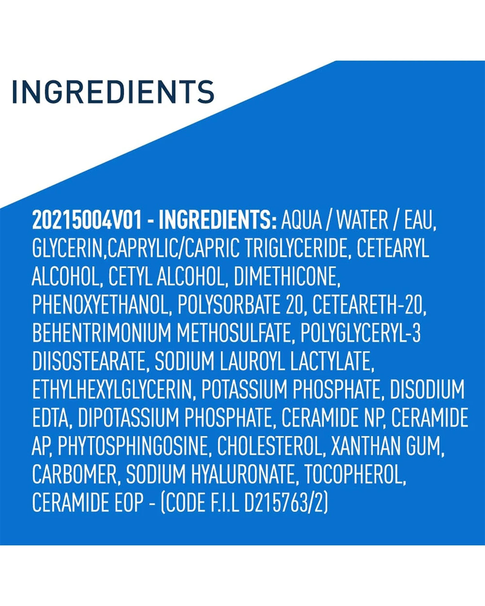 CeraVe Daily Moisturizing Lotion ingredient list for 355ml formula