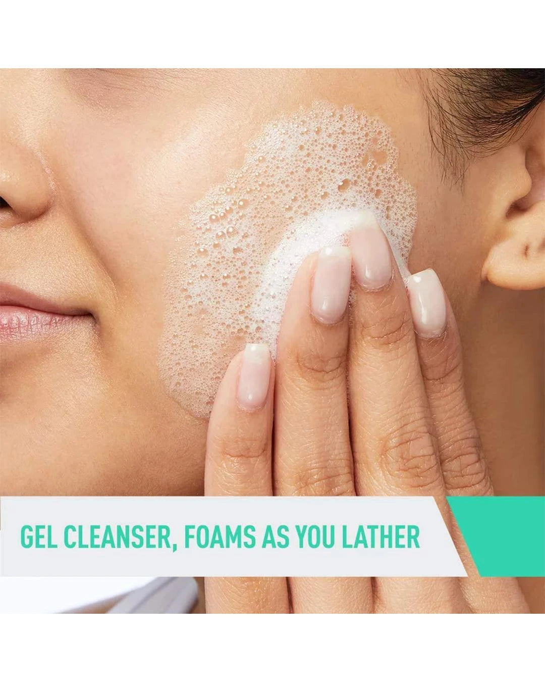 CeraVe foaming gel cleanser lather texture on face