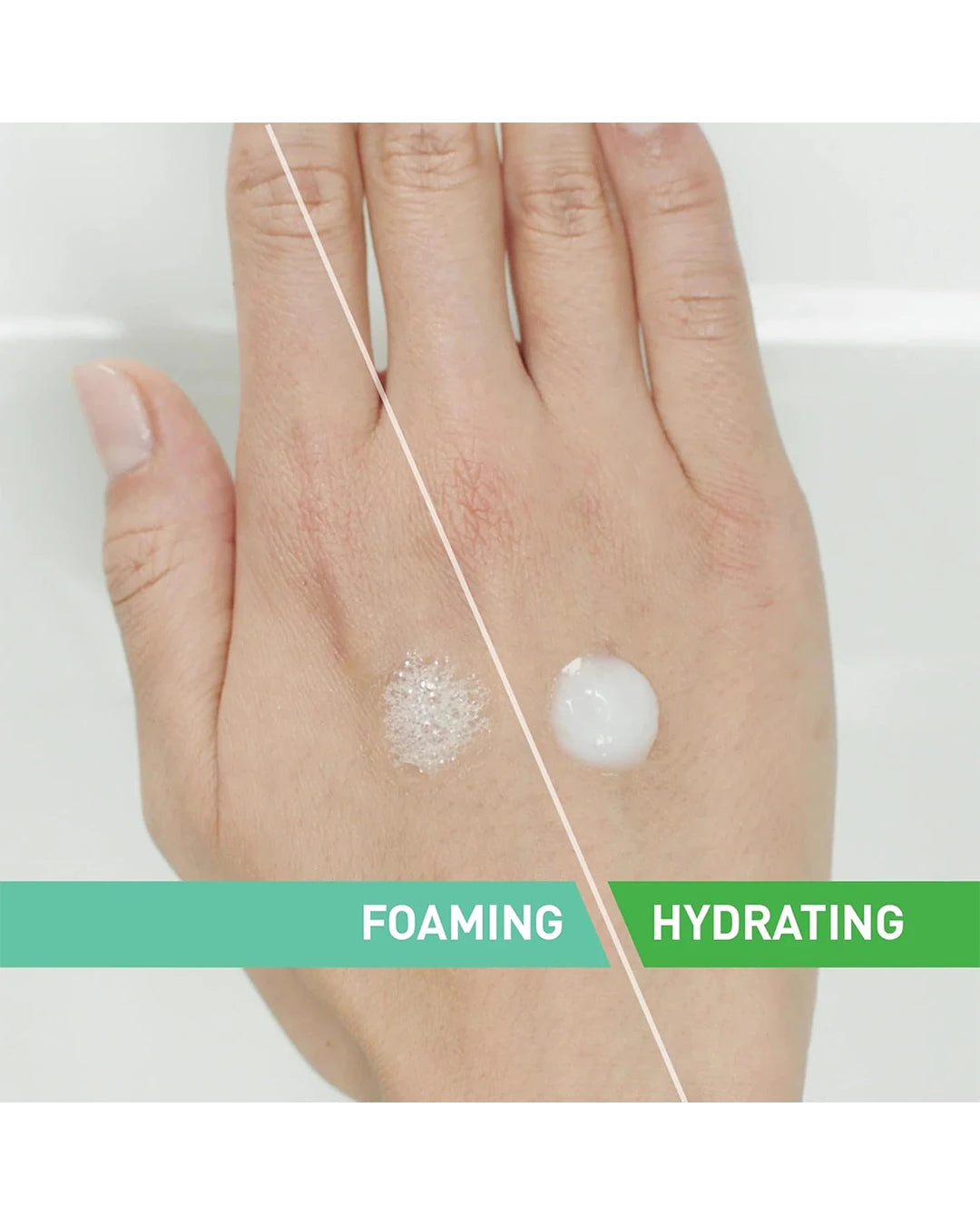 CeraVe foaming cleanser texture compared with hydrating cleanser texture