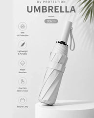 Compact UV Protection Umbrella 33cm – Lightweight Portable Waterproof Folding Umbrella