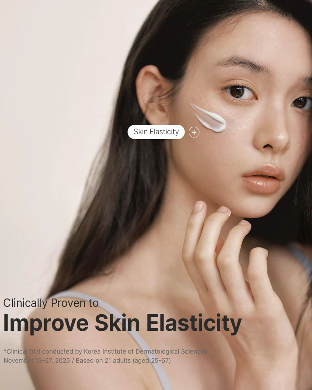 Woman applying Dr. Althea 147 Barrier Cream to her cheek for hydrated, smoother-looking skin and improved elasticity