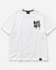 White duck oversized graphic T-shirt front with Never Forget chest print
