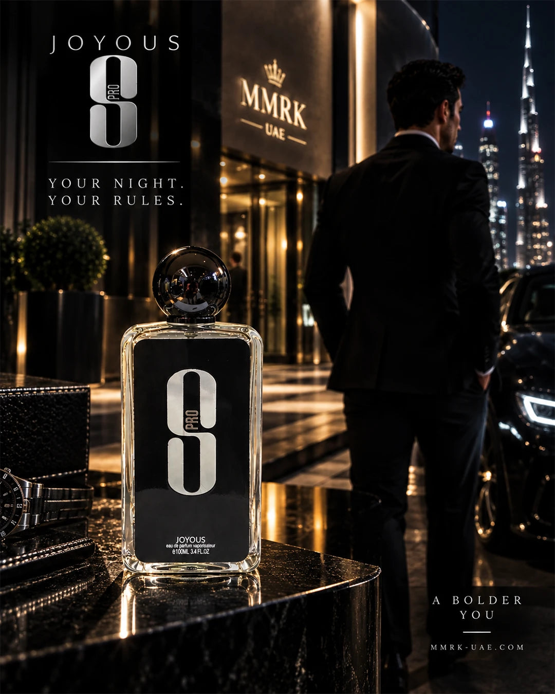 Joyous 8 Pro warm spicy men’s fragrance with a bold evening scent character