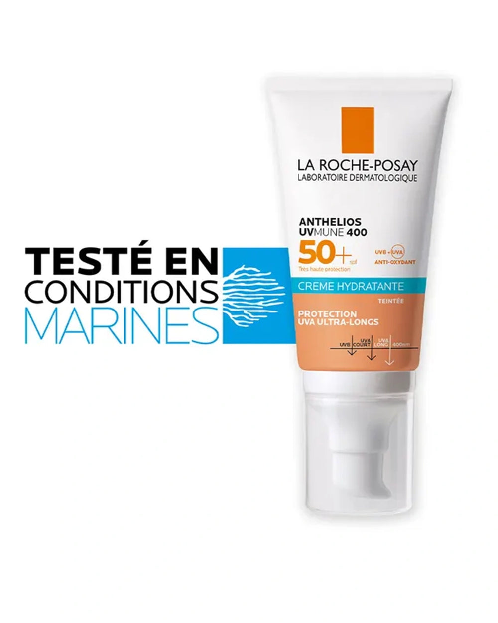 La Roche-Posay Anthelios UVMune 400 Tinted SPF50+ sunscreen tested under marine conditions