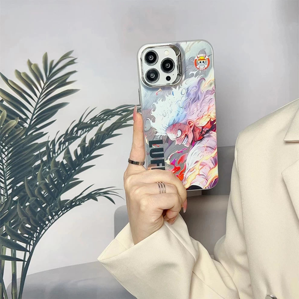 Hand holding One Piece Luffy Gear 5 anime iPhone case