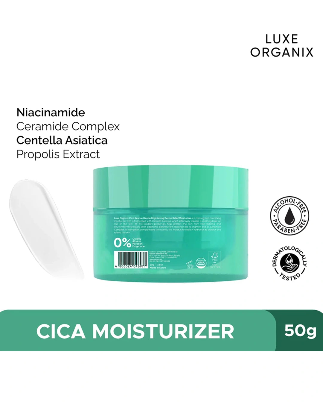 Luxe Organix Cica Rescue Gentle Brightening Derma Relief Moisturizer product view 50g
