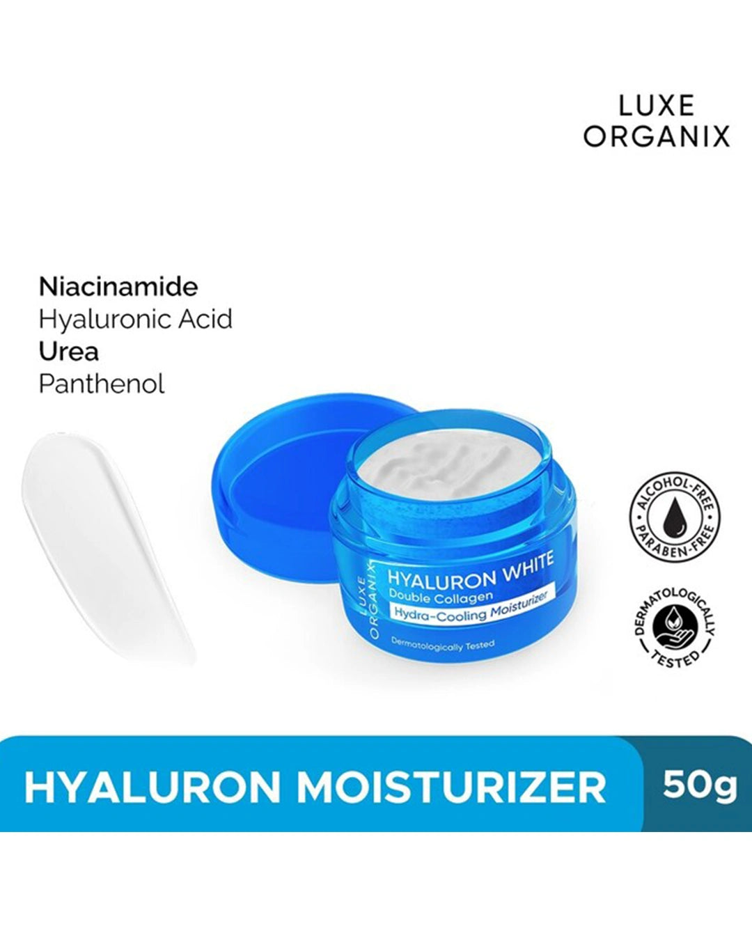 Luxe Organix Hyaluron White Double Collagen 50g hydrating gel moisturizer product view