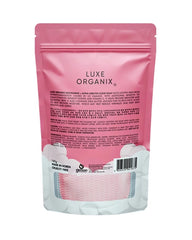 Back of Luxe Organix Niacinamide + Alpha Arbutin Cloud Soap 180g showing ingredients, directions for creating creamy foam, and included foaming net