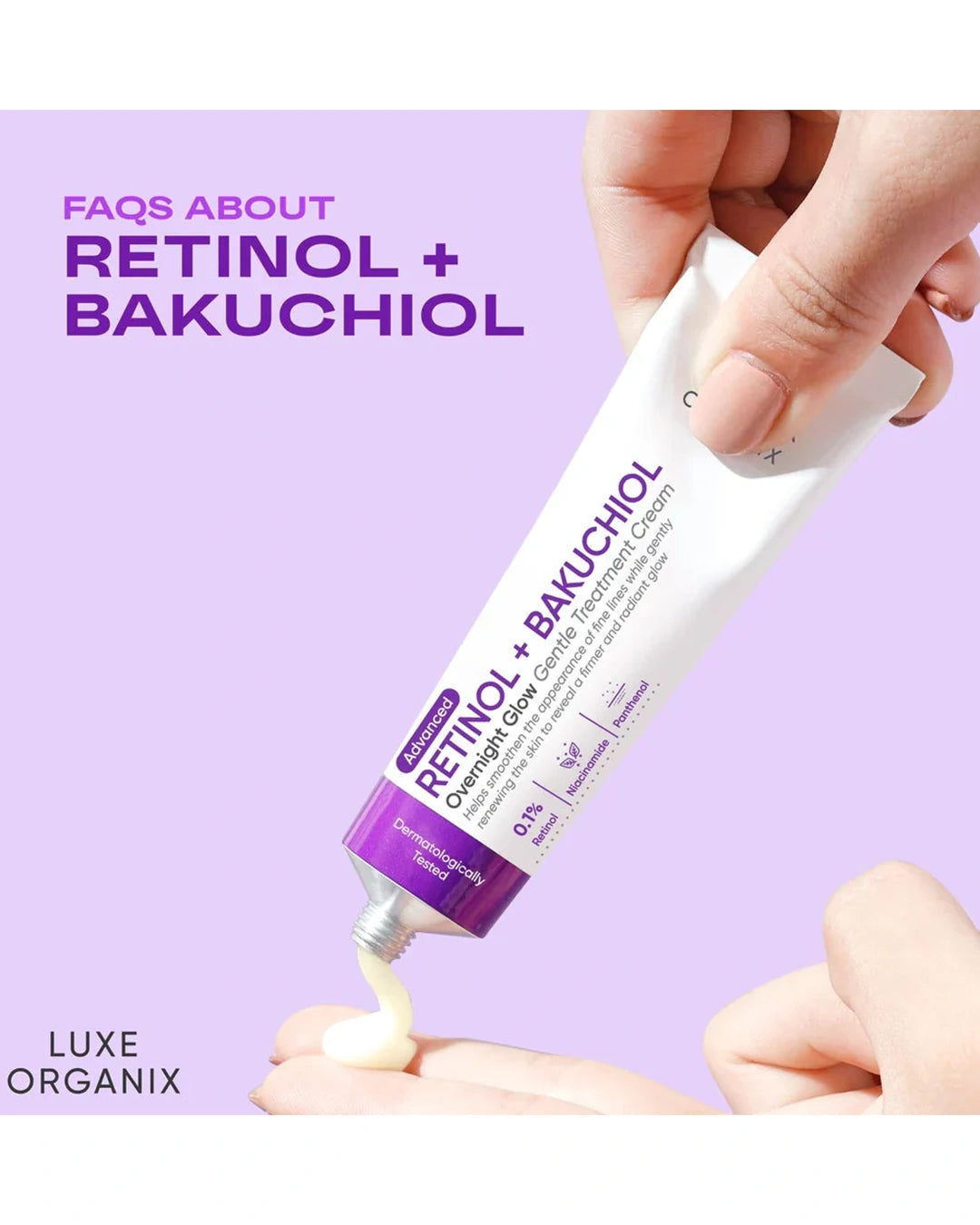 Luxe Organix Advanced Retinol + Bakuchiol Overnight Glow Gentle Treatment Cream lifestyle product view