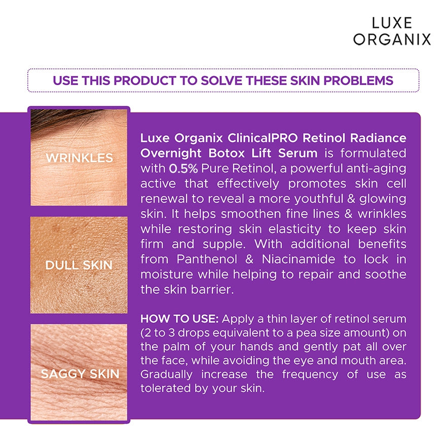 Luxe Organix Retinol Radiance Serum 0.5% retinol benefits and how to use