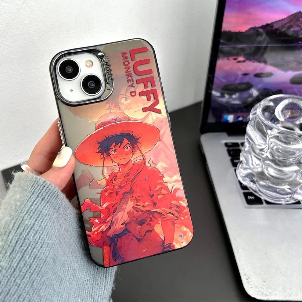 One Piece Monkey D. Luffy red iPhone case with Straw Hat anime character artwork
