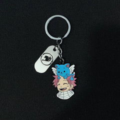 Fairy Tail Keychain – Natsu & Happy with Metal Logo Tag