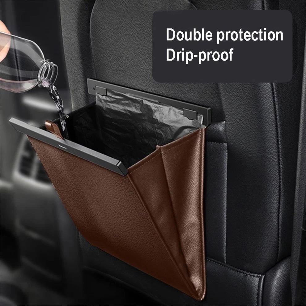 Baseus Leather Car Trash Bag – Brown