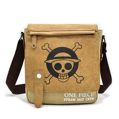 Light Brown Anime One Piece Logo Crossbody Bag with Black Strap