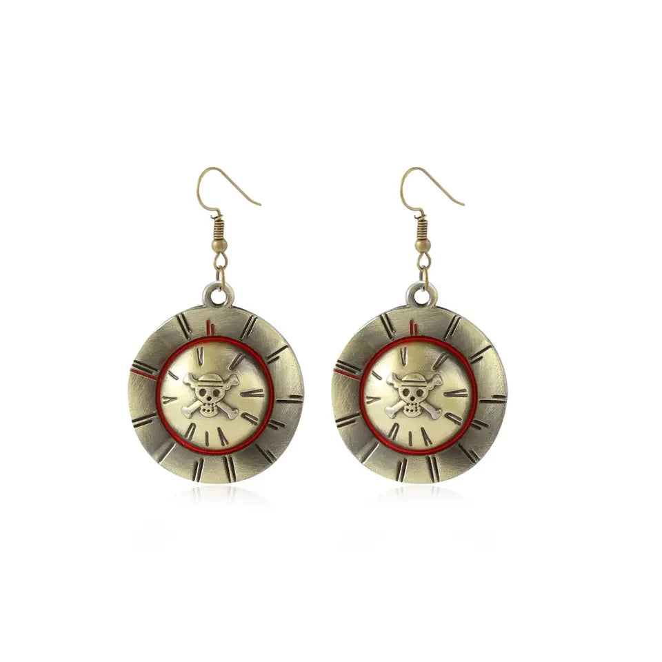 Straw Hat Clock Earrings – One Piece Design