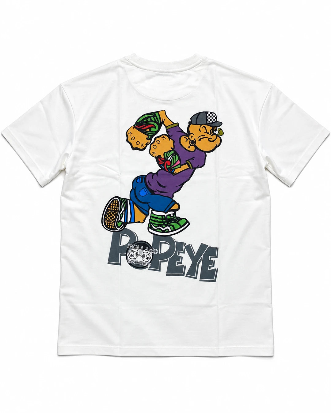 White Popeye oversized T-shirt back with large character graphic