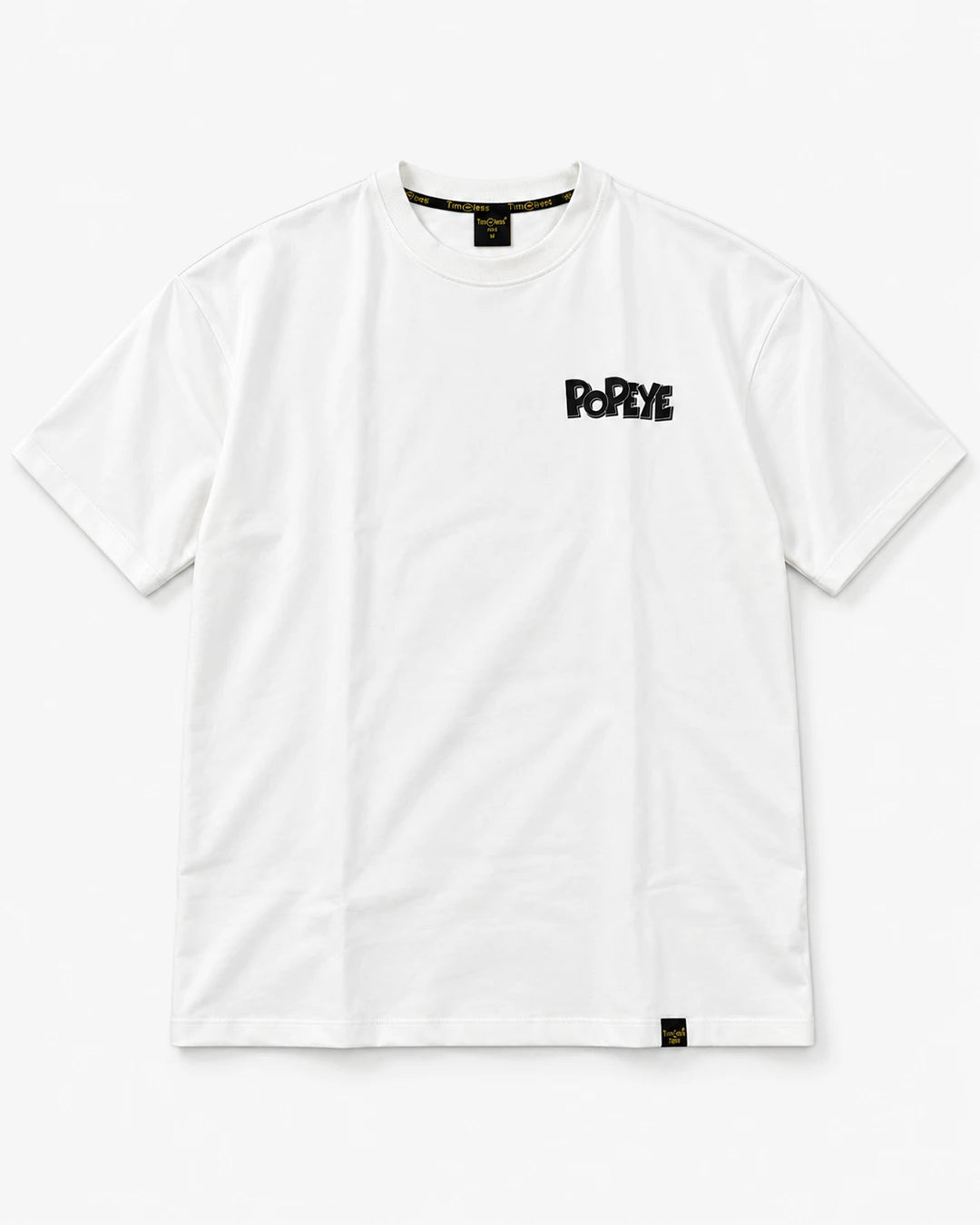 White Popeye oversized T-shirt front with small chest logo