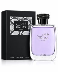 Rasasi Hawas Perfume for Men 100ml Eau de Parfum bottle and box
