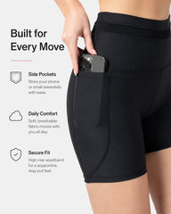 Spyder Active Women’s High-Waist Biker Shorts with Pockets – Black