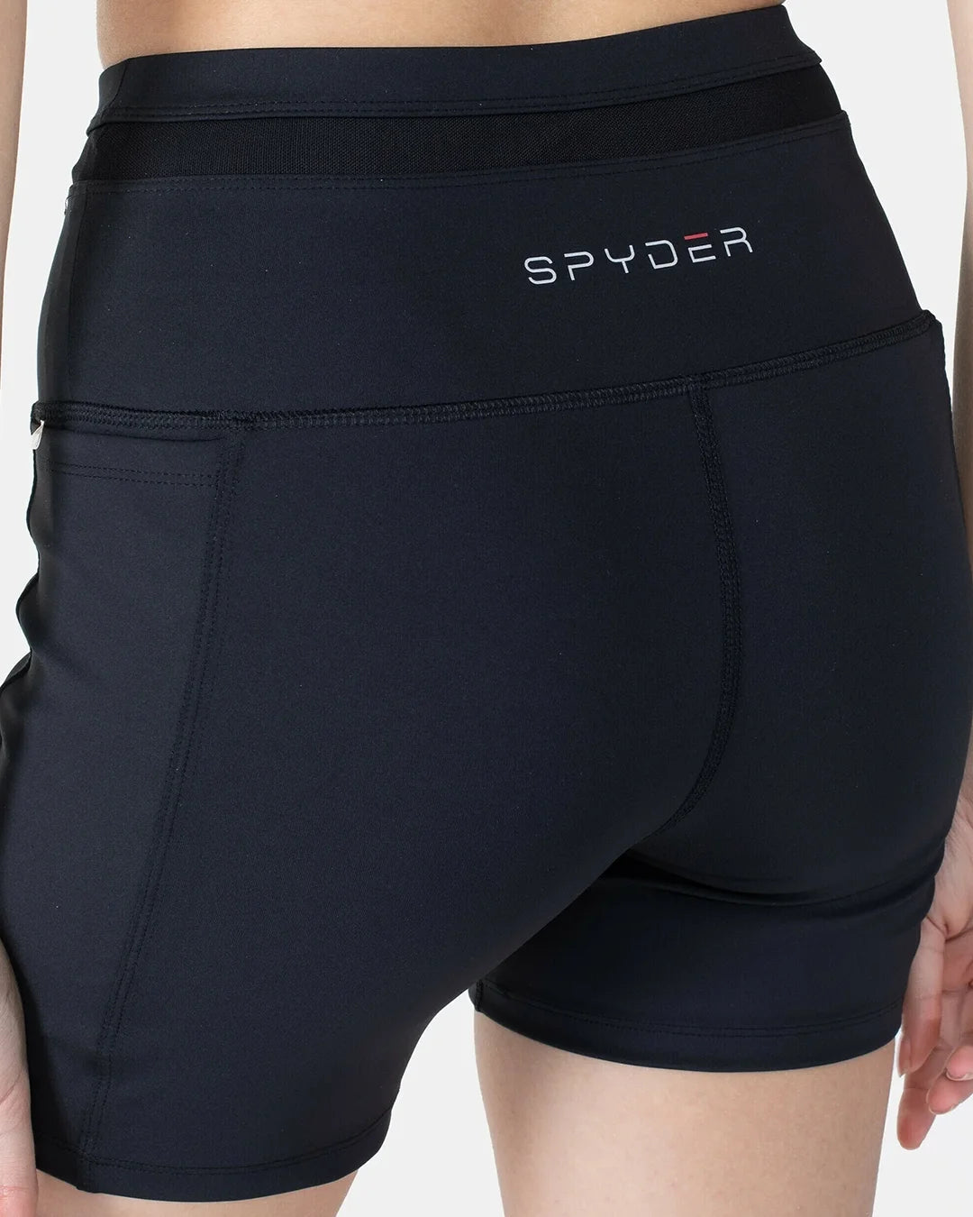 Spyder Active women’s black high-waist biker shorts with two side pockets