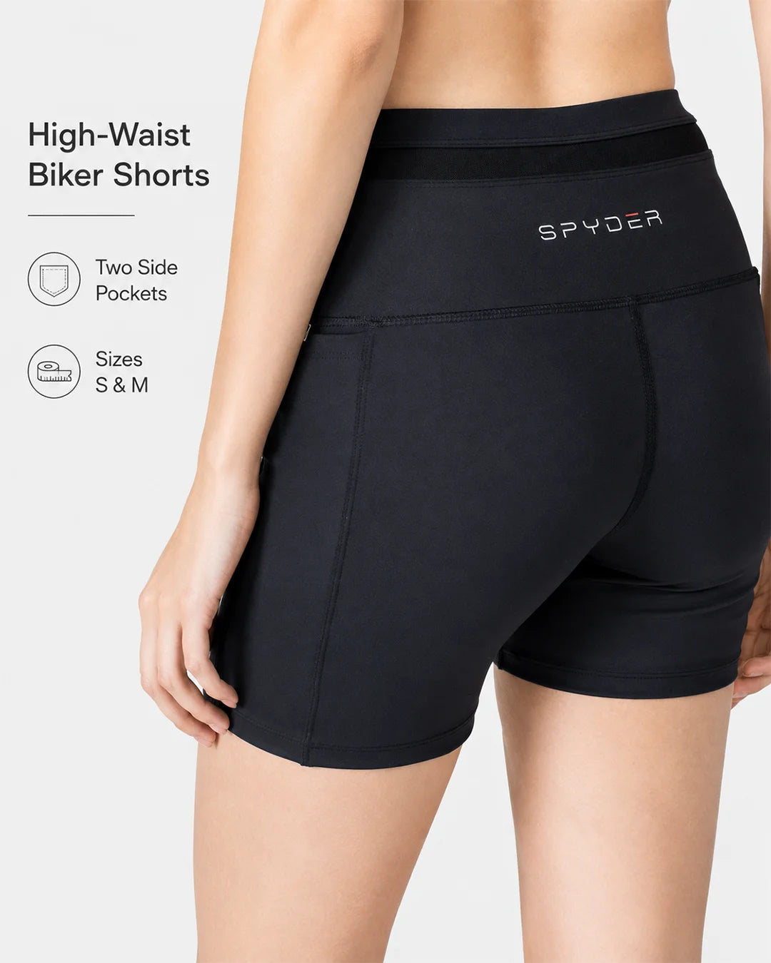 Spyder Active women’s biker shorts fabric label 75% polyester 25% spandex