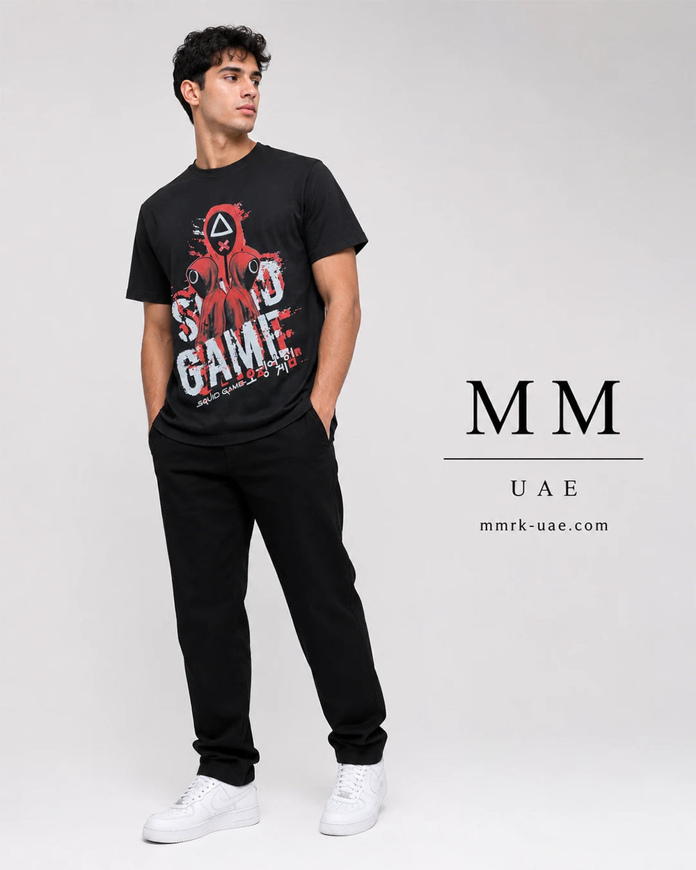Squid Game Guards black graphic T-shirt from MMRK TV series tee collection
