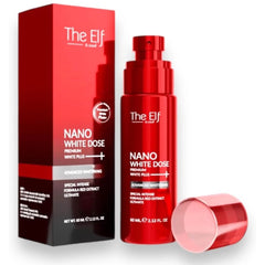 The ELF Nano White Dose Brightening Face Serum 60ml with pump bottle and red product box