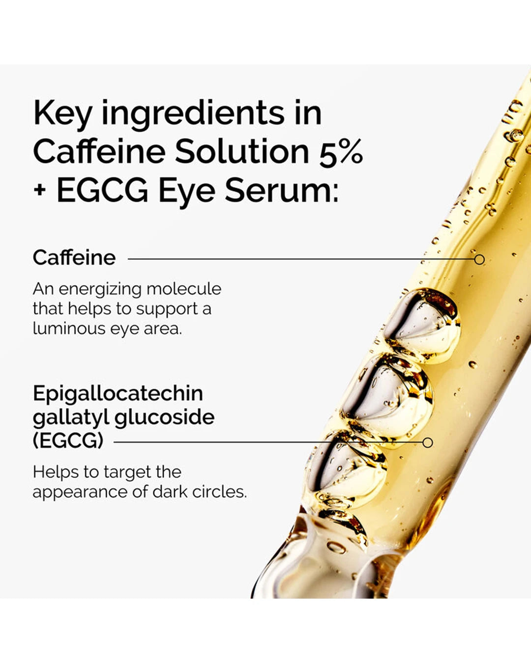 Key ingredients in The Ordinary Caffeine Solution 5% + EGCG Eye Serum including caffeine and EGCG