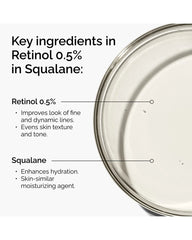 Key ingredients in The Ordinary Retinol 0.5% in Squalane featuring retinol 0.5% and hydrating squalane