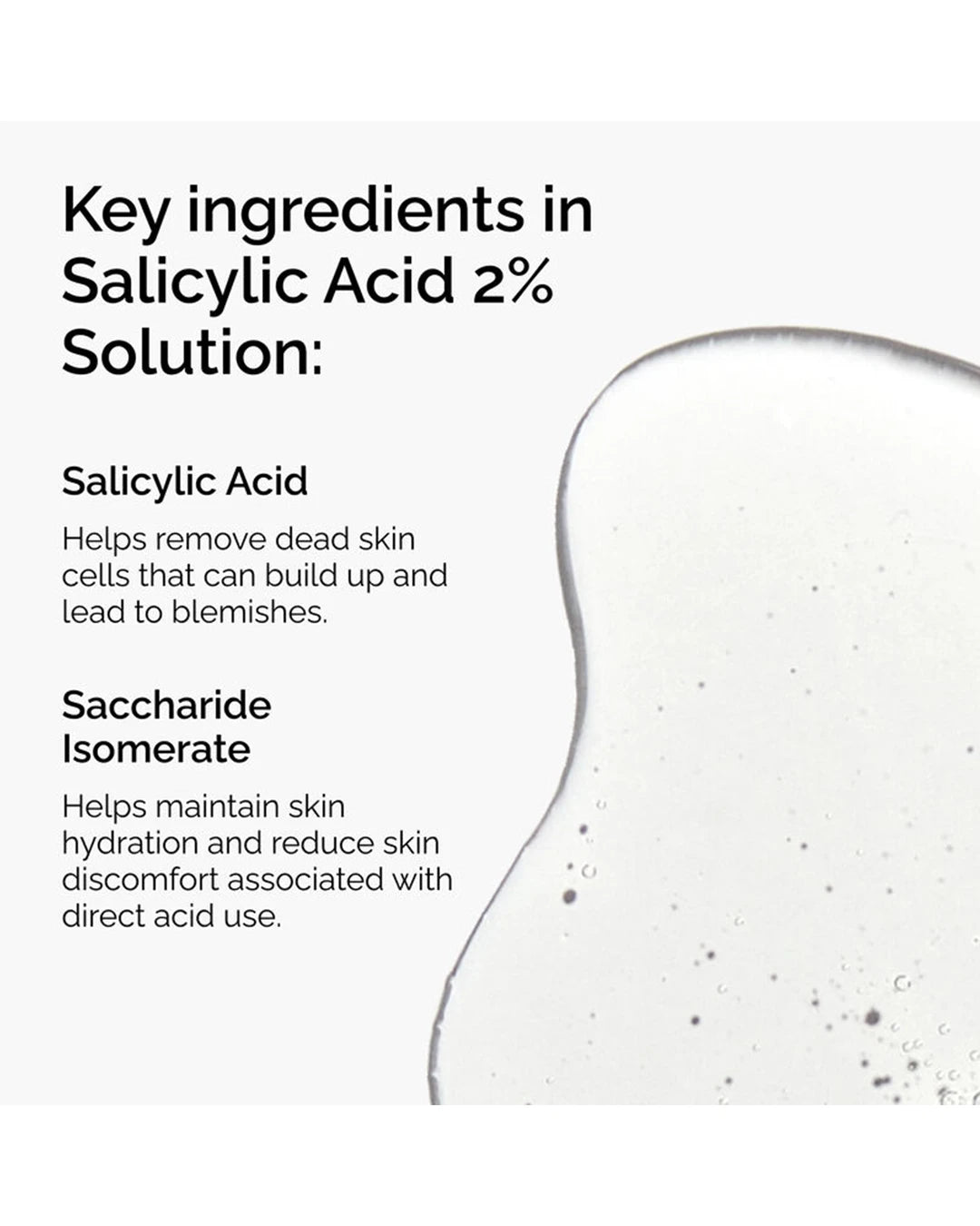 Key ingredients in The Ordinary Salicylic Acid 2% Solution including salicylic acid and saccharide isomerate
