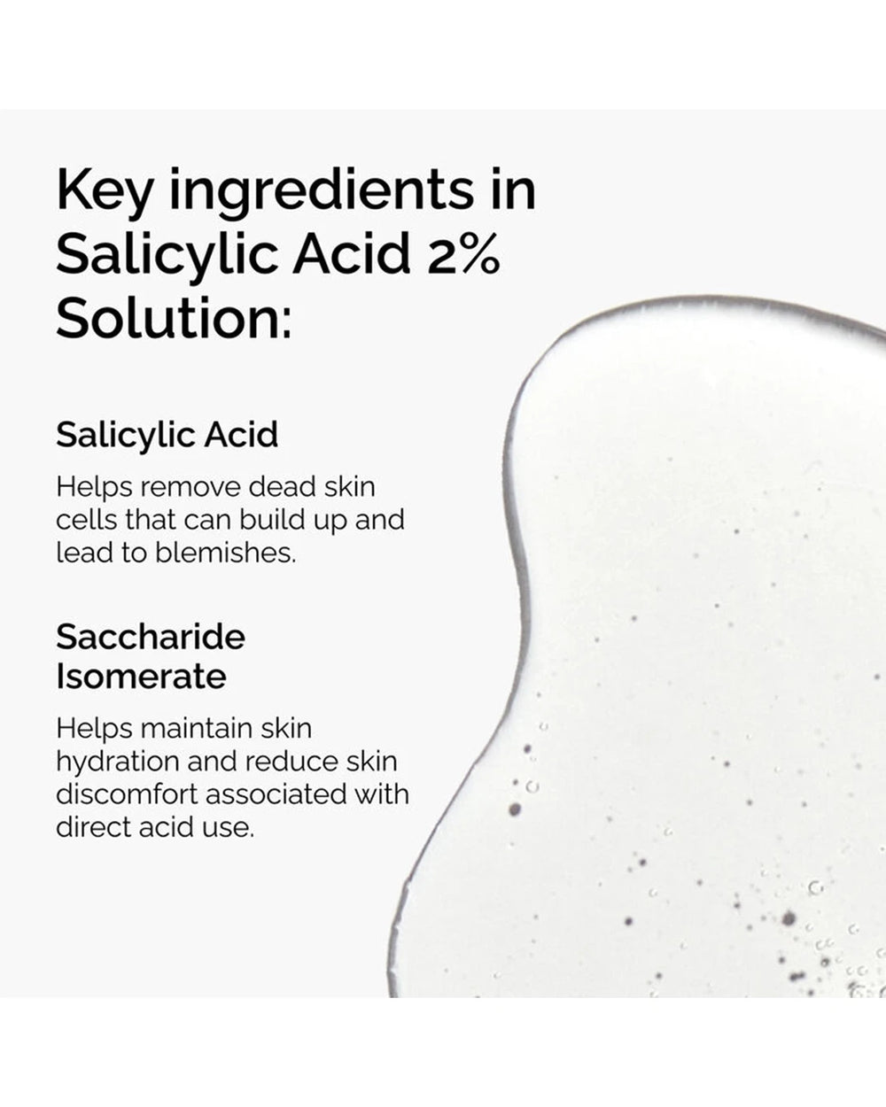 Key ingredients in The Ordinary Salicylic Acid 2% Solution including salicylic acid and saccharide isomerate